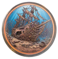 5 oz Copper Round Pirate Shipwreck 5,000 Mintage With Acrylic Case Liberia