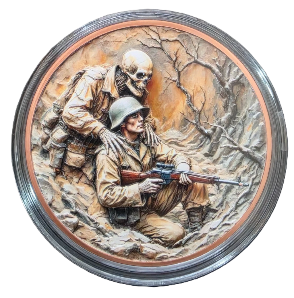 5 oz Copper Round Warmonger Skeleton & Soldier 10,000 Mintage
