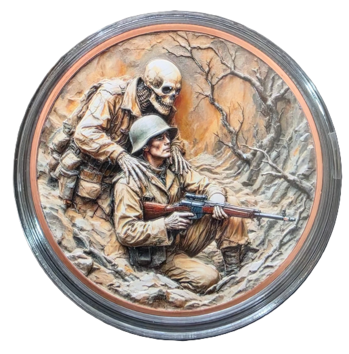 5 oz Copper Round Warmonger Skeleton & Soldier 10,000 Mintage