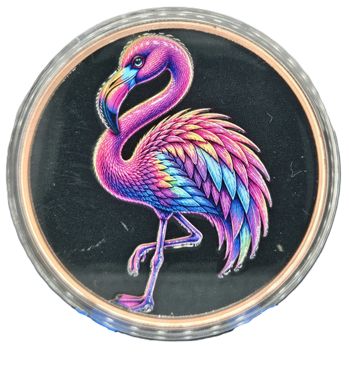 5 oz Copper - Mystic Night Flamingo in Acrylic Case 5,000 Mintage