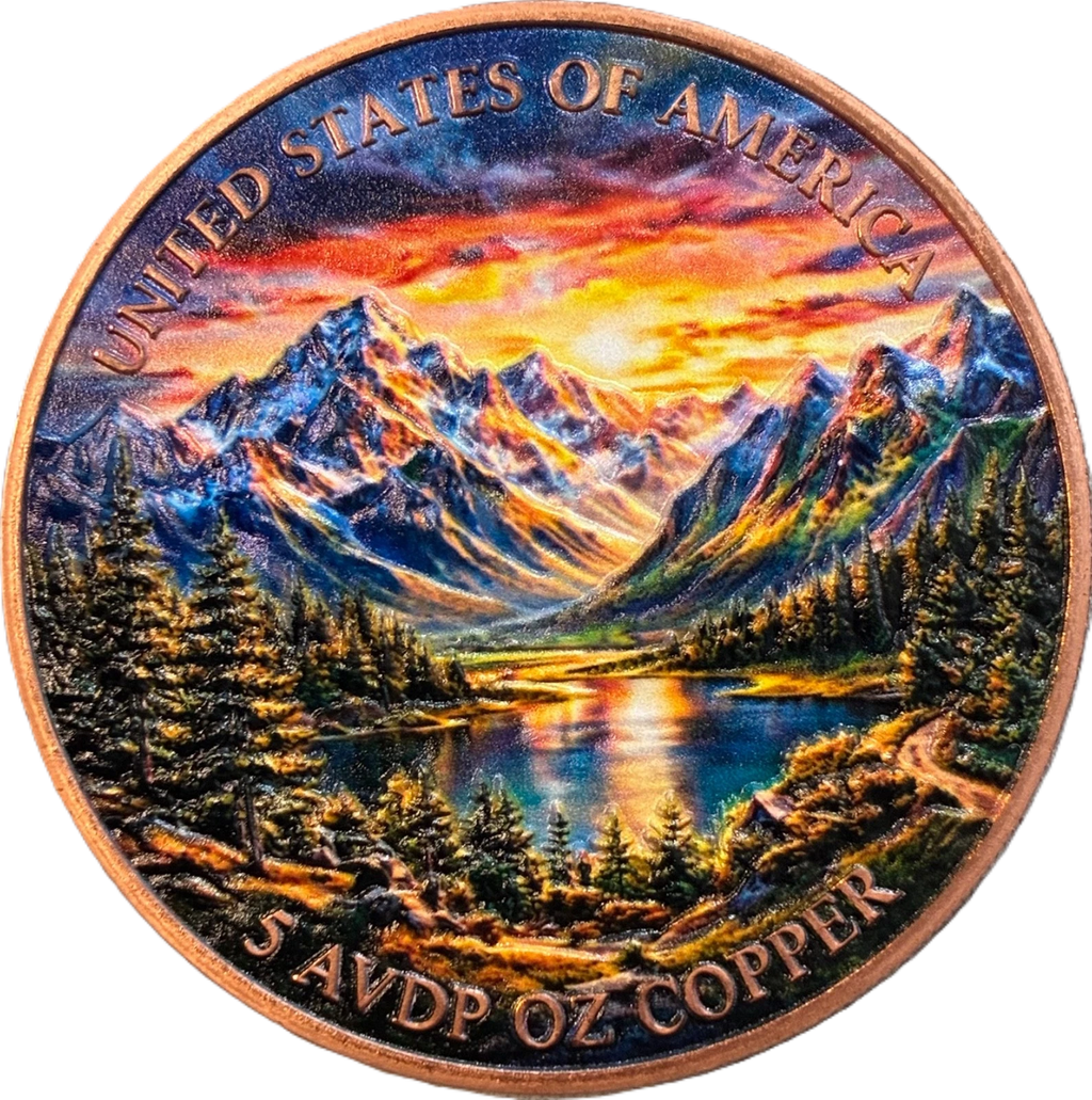 5 oz Copper Round American Bald Eagle High-Relief Colorized