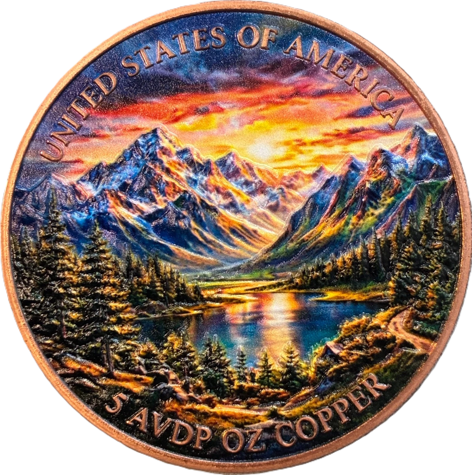 5 oz Copper Round American Bald Eagle High-Relief Colorized