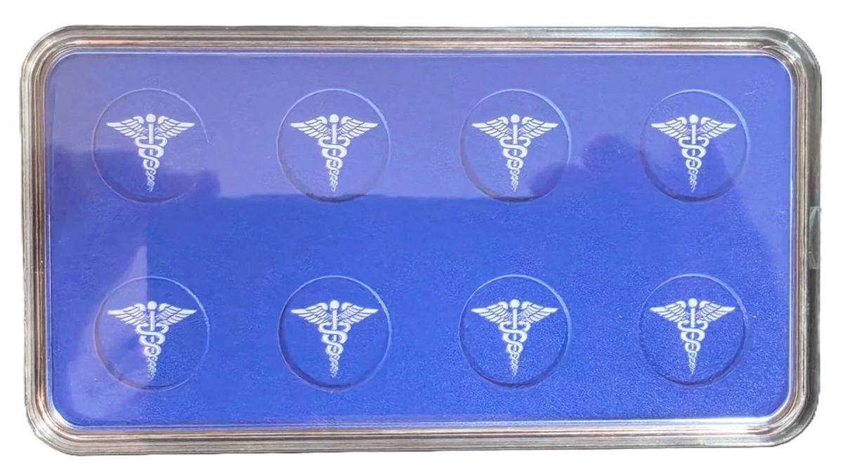 10 oz .999 Fine Copper Bar – Medical Caduceus Design in Acrylic Capsule