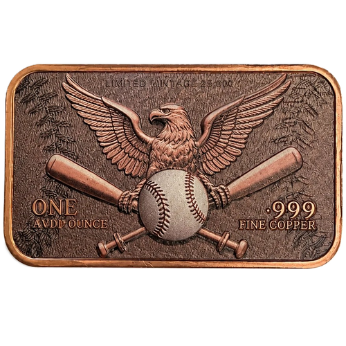 1 oz Colorized Copper Round - Military Fighter Jet Flyover Over Baseball Stadium - American Flag - Limited Mintage 25,000