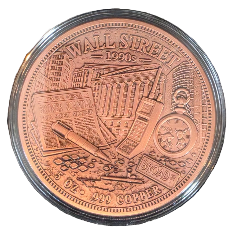 5 oz Copper – Wall Street Scandal Series: 1990s in Acrylic Case