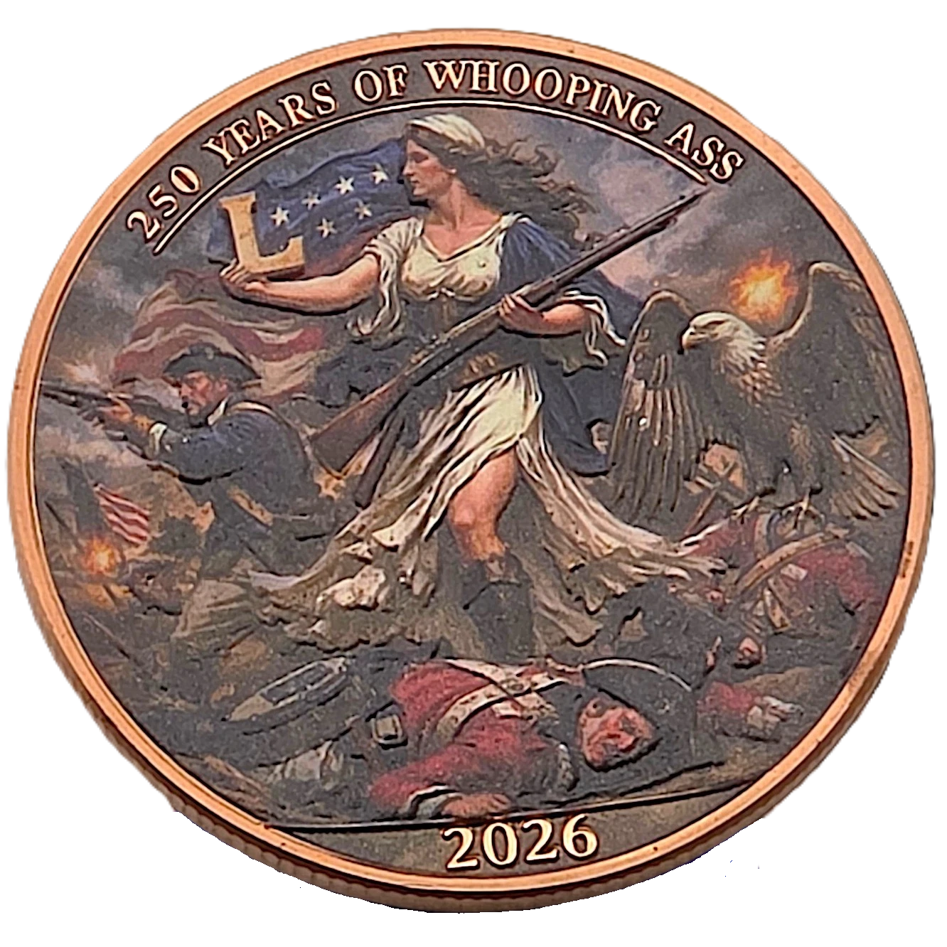 1 oz Colorized Copper Round - 2026 250 Years of Whooping Ass