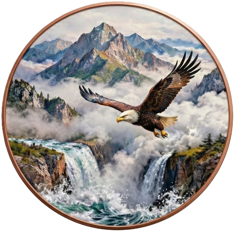 5 oz Copper Round American Bald Eagle High-Relief Colorized