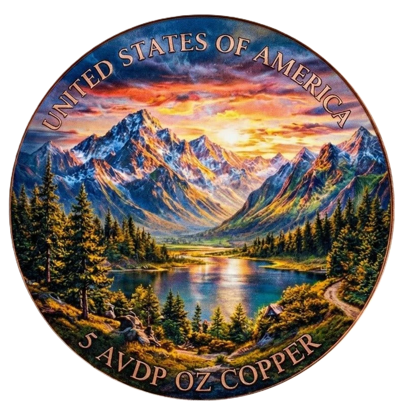 5 oz Copper Round American Bald Eagle High-Relief Colorized