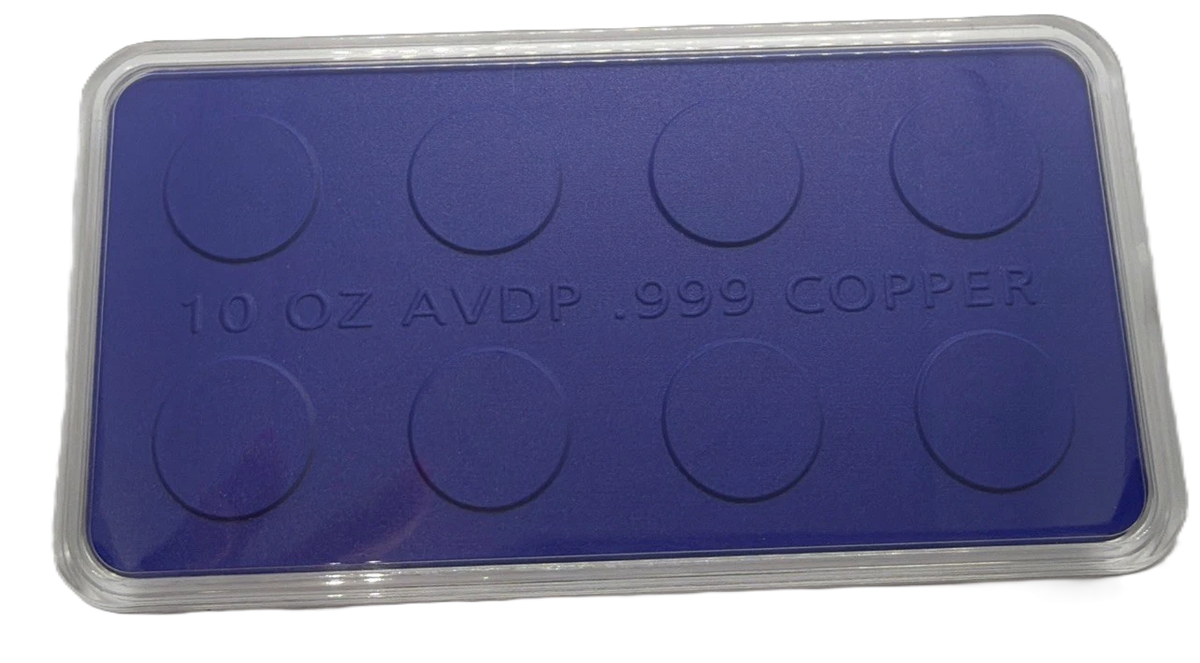 10 oz .999 Fine Copper Bar – Medical Caduceus Design in Acrylic Capsule