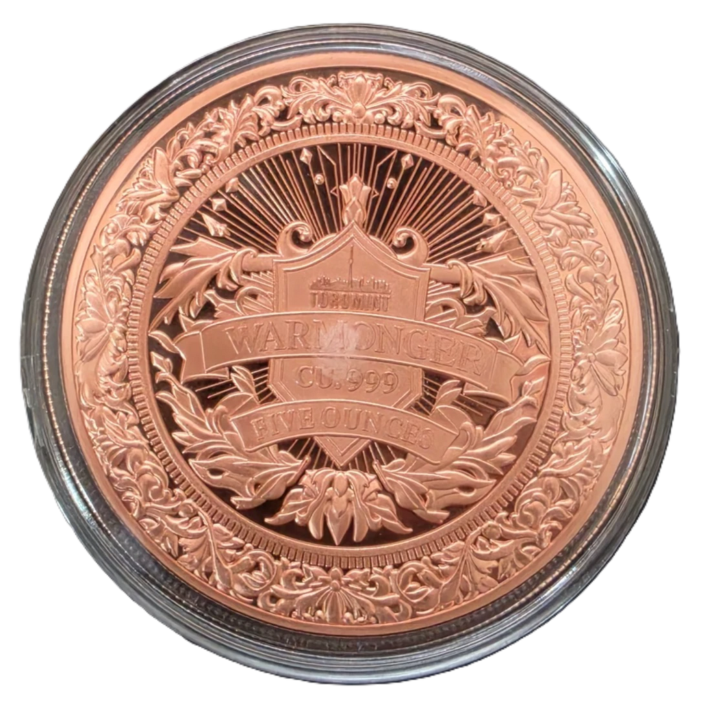 5 oz Copper Round Warmonger Skeleton & Soldier 10,000 Mintage