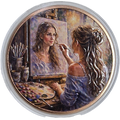 5 oz Copper Round Painters Reflection Painting Lady High Relief 5,000 Mintage With Acrylic Case