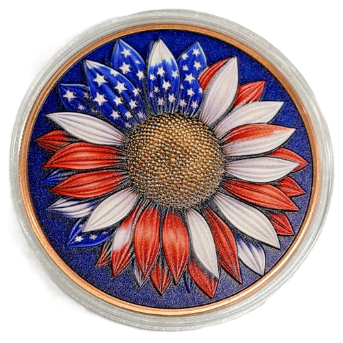 5 oz Copper Round USA Freedom Flower with Capsule 5,000 Mintage