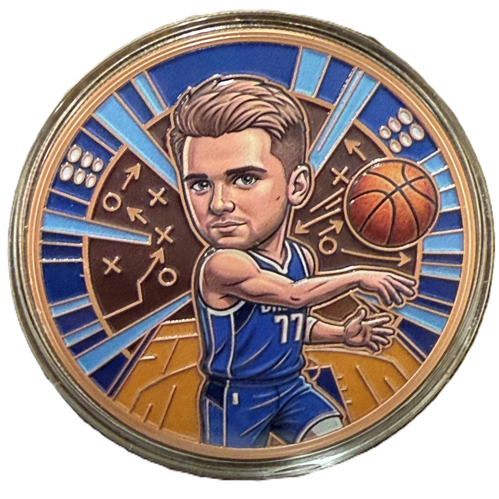 5 oz Copper Basketball Round – Giannis Antetokounmpo & Luka Dončić With Acrylic Case