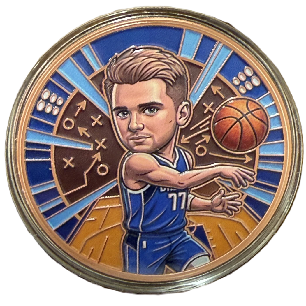 5 oz Copper Basketball Round – Giannis Antetokounmpo & Luka Dončić With Acrylic Case