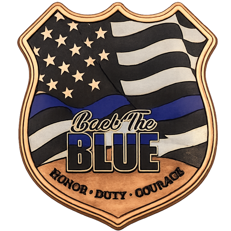 5 oz Copper - Police "Back the Blue" Badge in Acrylic Case