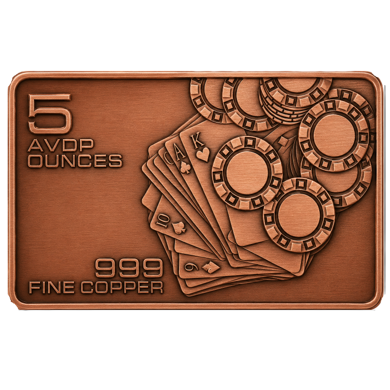 5 oz Copper Bar Horror Icons Playing Poker Dracula, Pennywise, Joker in Acrylic Case