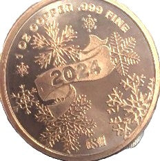 Merry Christmas 2024 1 oz Copper Round