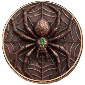 5 oz Copper Spider with Glow in the Dark Markings with Acrylic Case