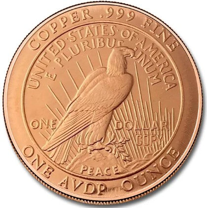 1921 Peace Dollar 1 oz Copper Round
