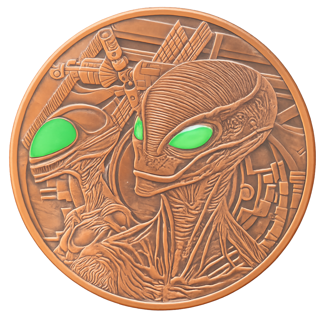 5 oz Copper Alien with Glow in the Dark Eyes with Acrylic Case