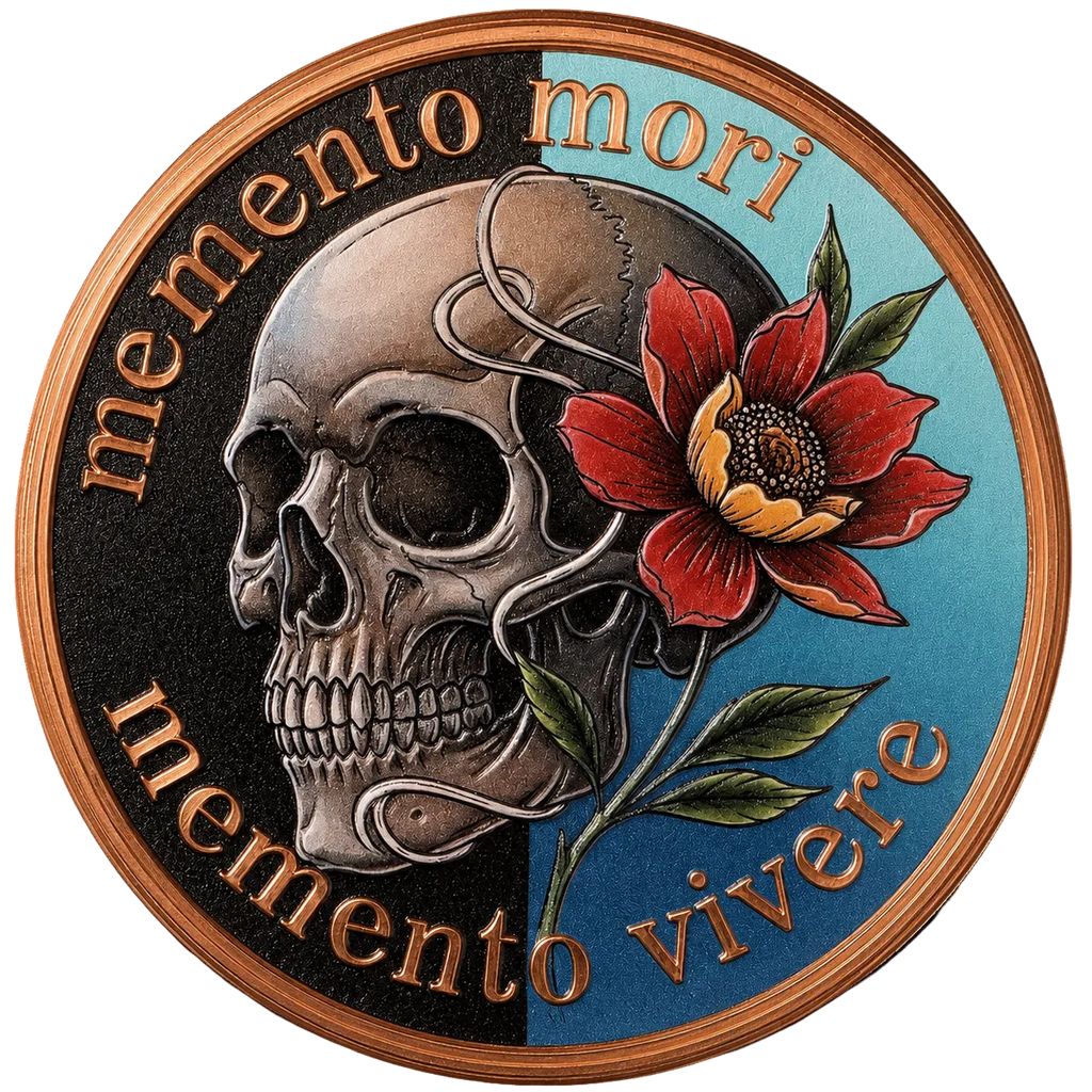5 oz Copper Round - Memento Mori 5,000 Mintage With Acrylic Case