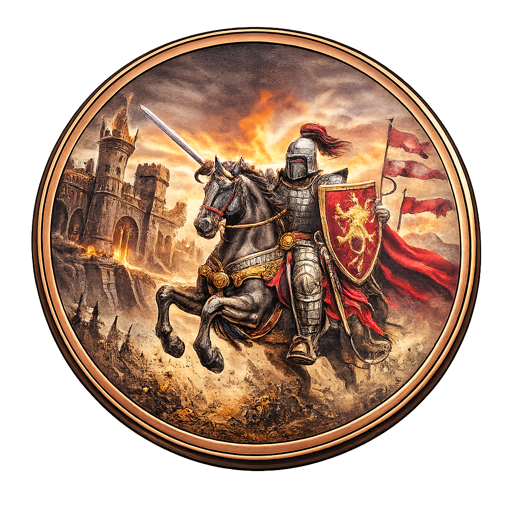5 oz Copper Round Knight of the Realm Acrylic Case