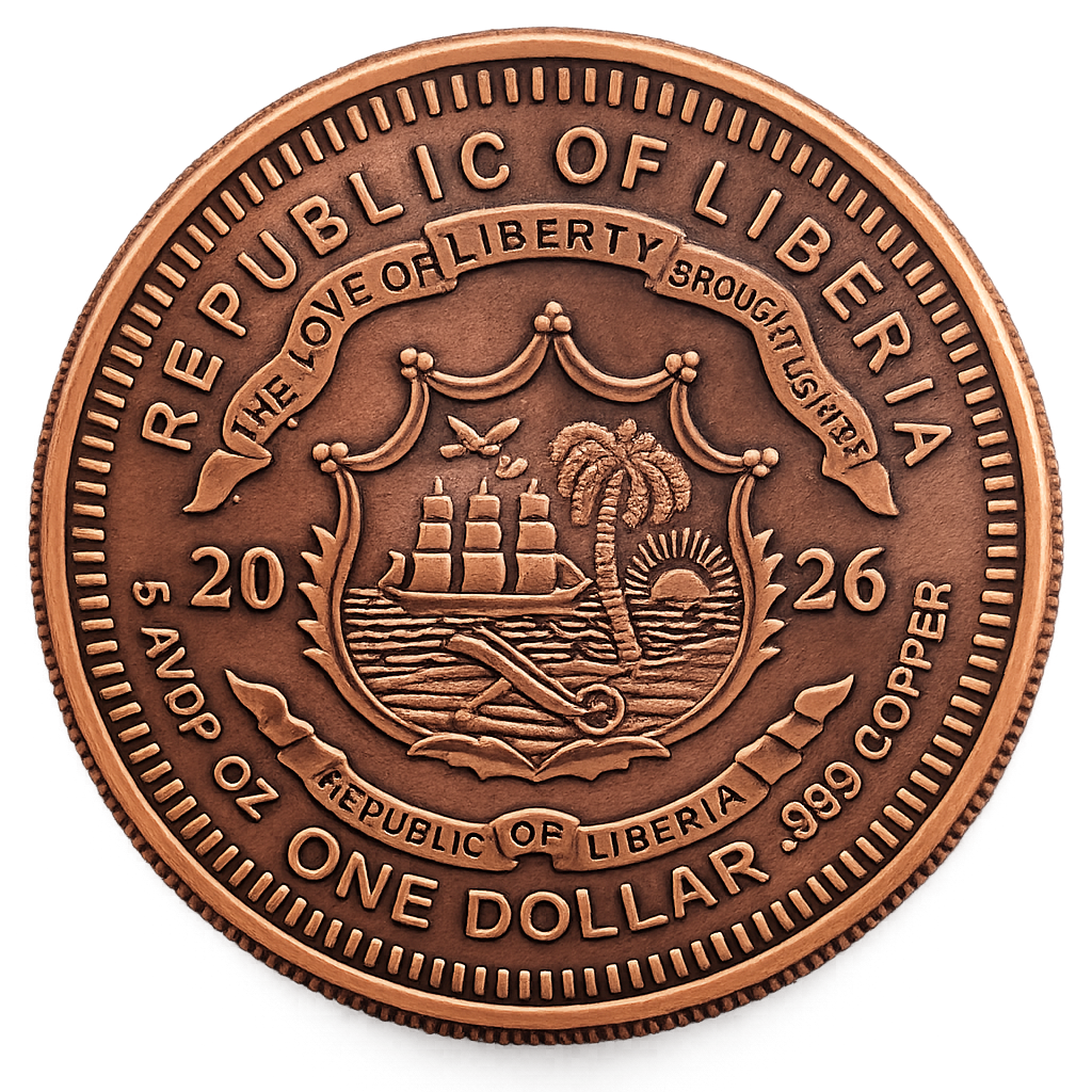 5 oz Copper Round - 2026 Liberia Sugar Skull 5,000 Mintage With Acrylic Case