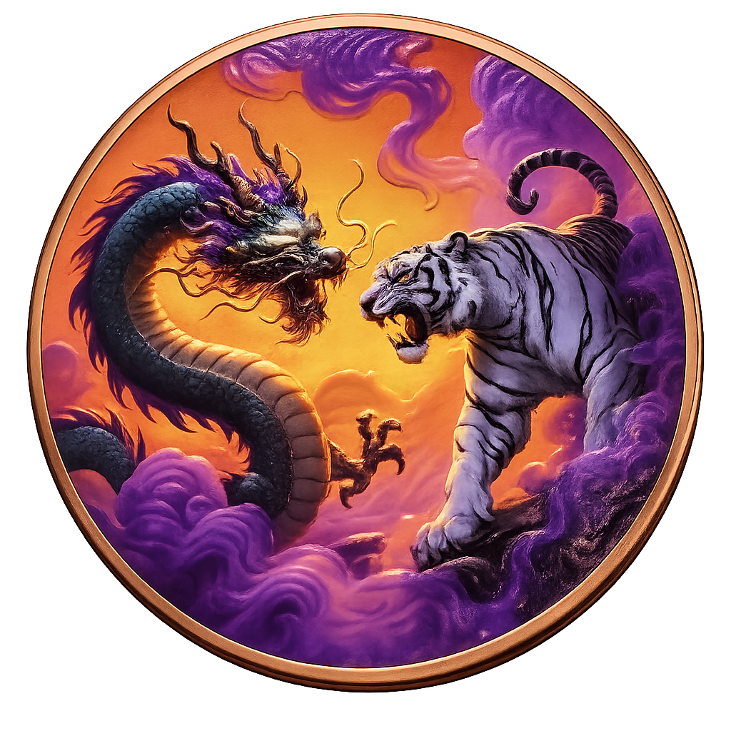 5 oz Copper Dragon Vs Tiger