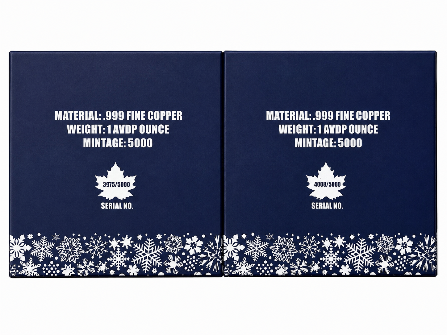 1 oz Copper Winter Maple Limited Edition Numbered Out of 5,000
