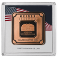 100g Copper Geiger Edelmetalle Copper Square in Assay – LE 5,000 American Flag