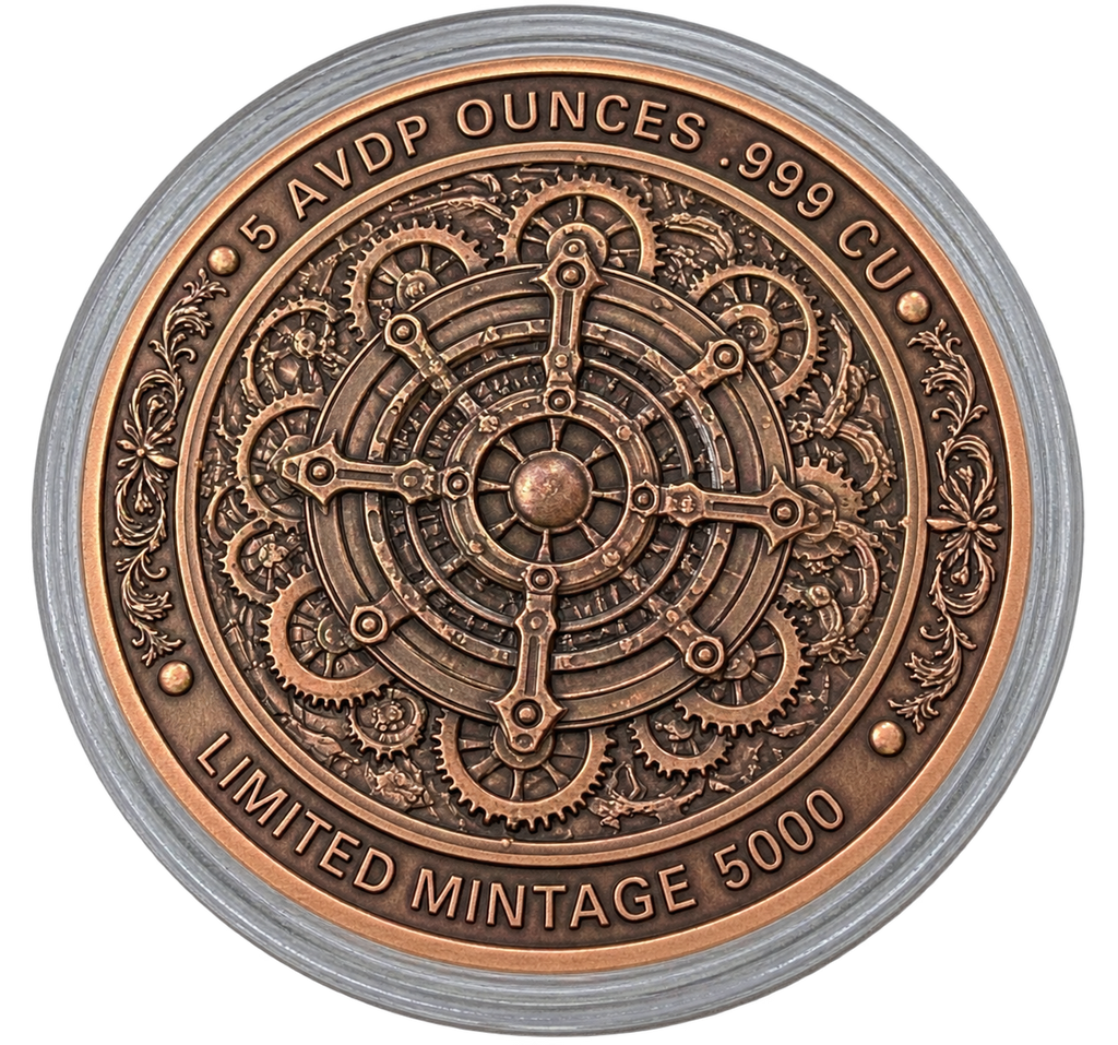 5 oz Copper Round Gearheart the Butler - Steampunk Visions Limited Mintage 5,000
