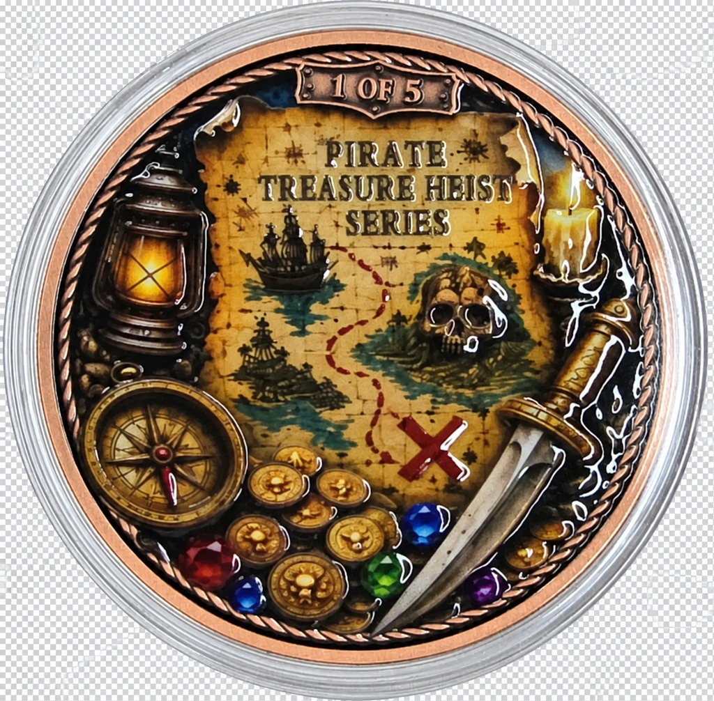5 oz Copper Round Pirate Treasure Heist - 2026 Limited EditionWith Acrylic Case
