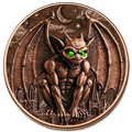 5 oz Copper Gargoyle  Round with Glow in the Dark Eyes with Acrylic Case
