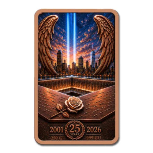 250 grams Copper Bar Never Forget 9/11 - 25 Years of Remembrance