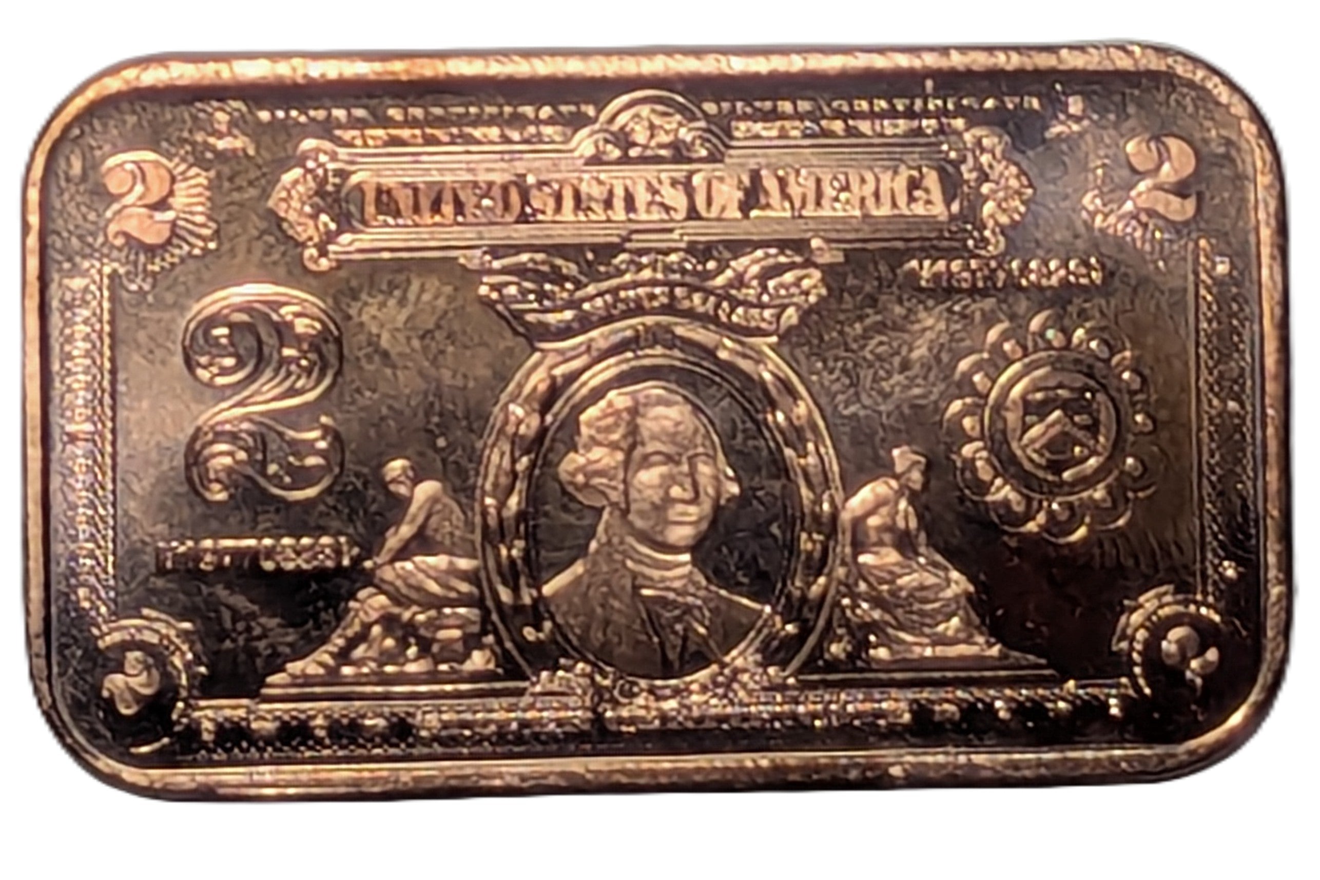 1899 $2 "Porthole" Silver Certificate Note 1 oz Copper Bar