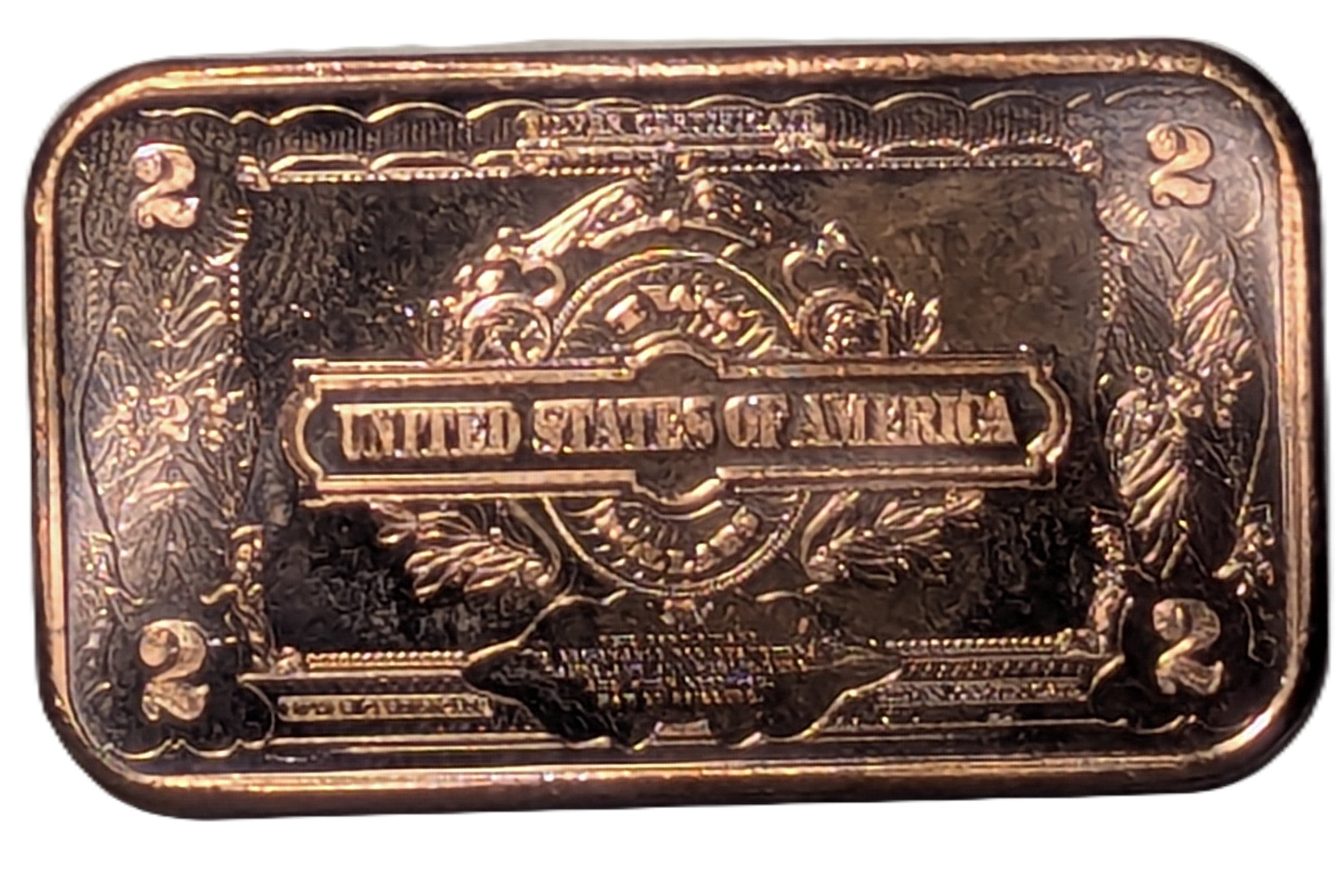 1899 $2 "Porthole" Silver Certificate Note 1 oz Copper Bar