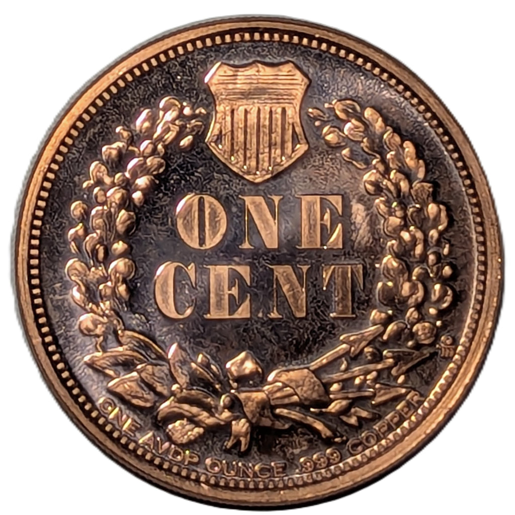 1877 Indian Head Cent 1 oz Copper Round TONED/DISCOLORATION