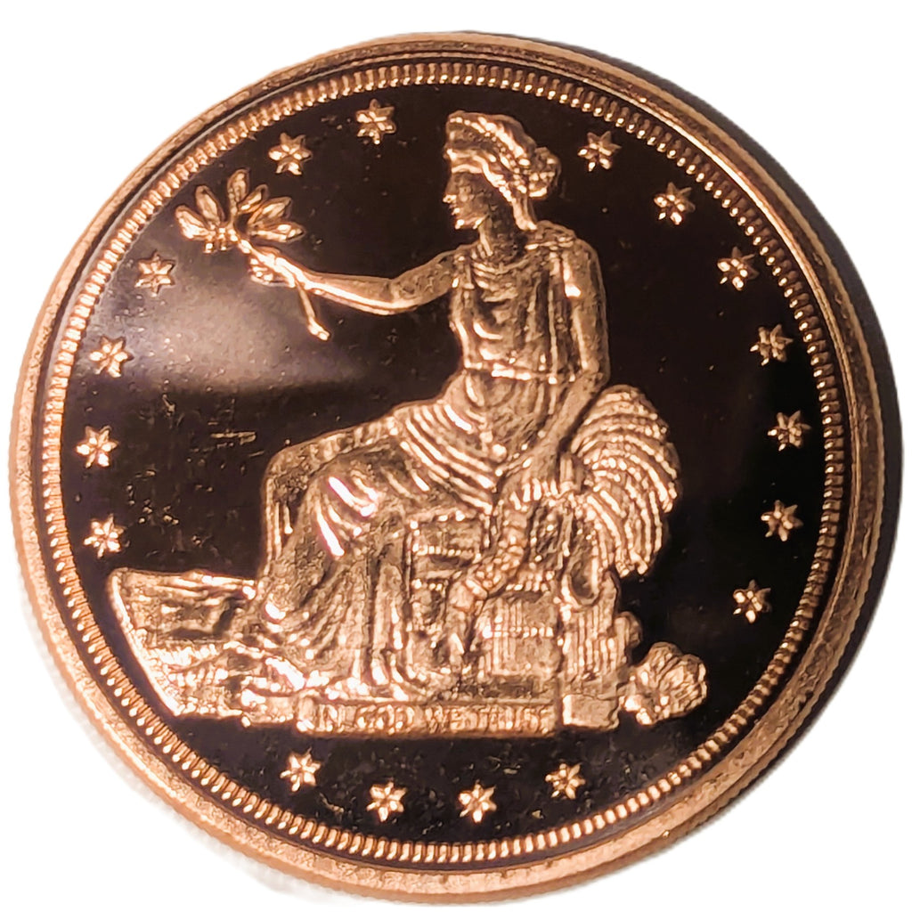 1 oz Copper Round – US Trade Dollar with Eagle