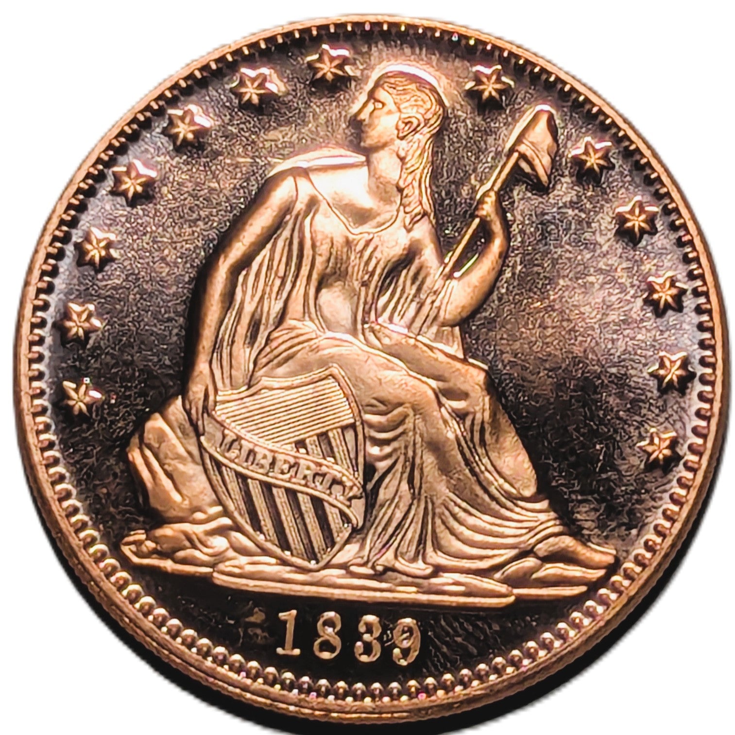 1 oz Copper Round – 1839 Seated Liberty