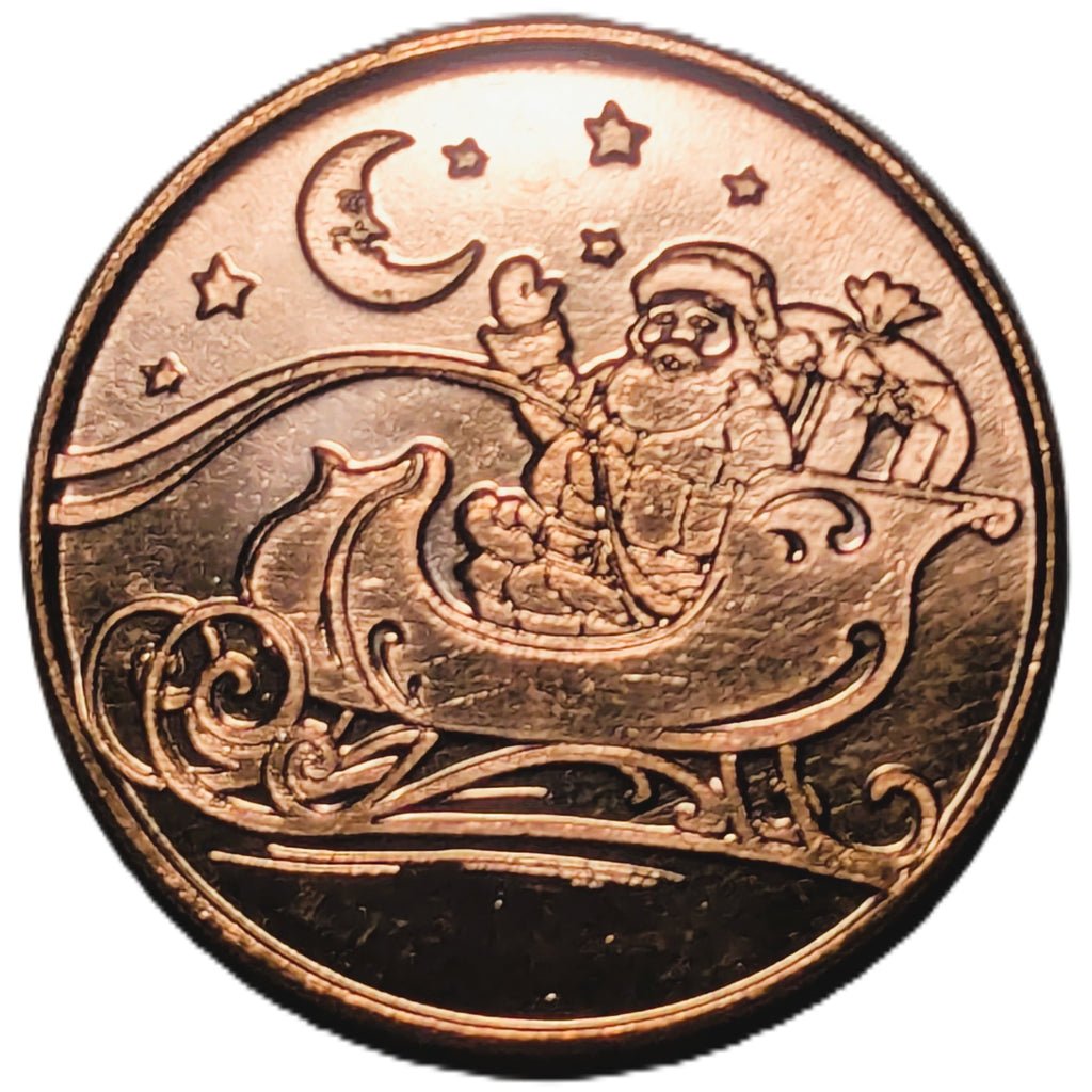1 oz Copper Round – Santa & Tree Merry Christmas