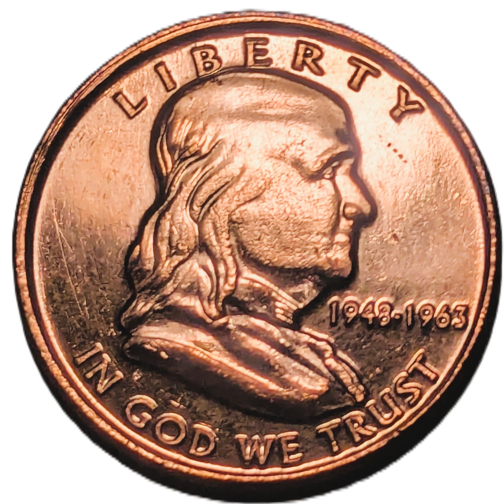 1 oz Copper Round – Ben Franklin