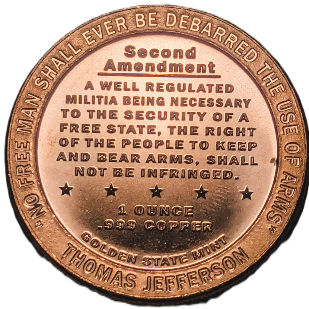 1 oz Copper Round – Right to Bear Arms - Thomas Jefferson