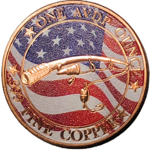 1 oz Colorized Copper Round - Bass Fishing