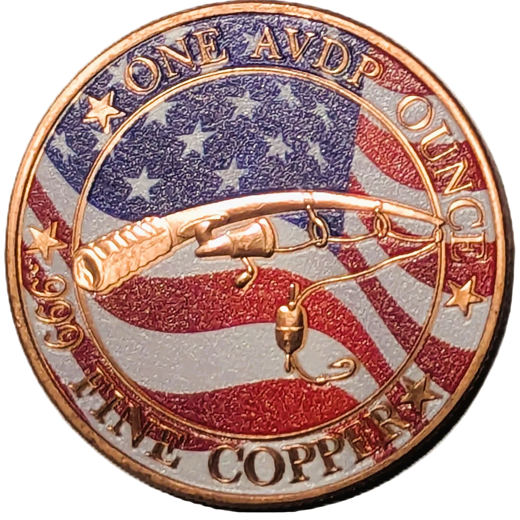 1 oz Colorized Copper Round - Bass Fishing