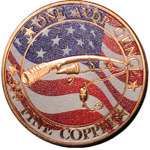 1 oz Colorized Copper Round - Bass Fishing
