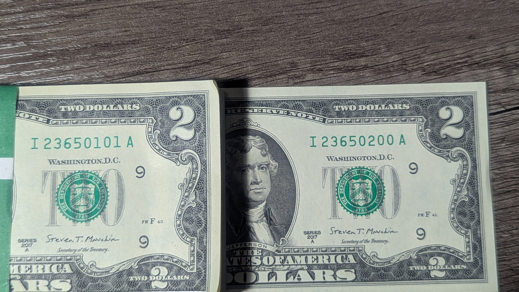 100 Consecutive 2017A BEP $2 bills 23650101-23650200 Shipping Included