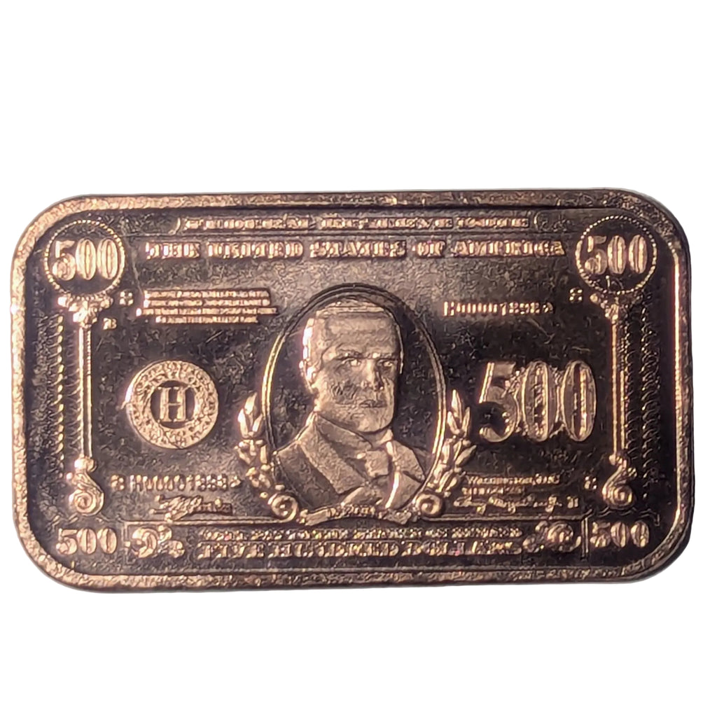 1 oz Copper Bar $500 Banknote William McKinley Non Monetary