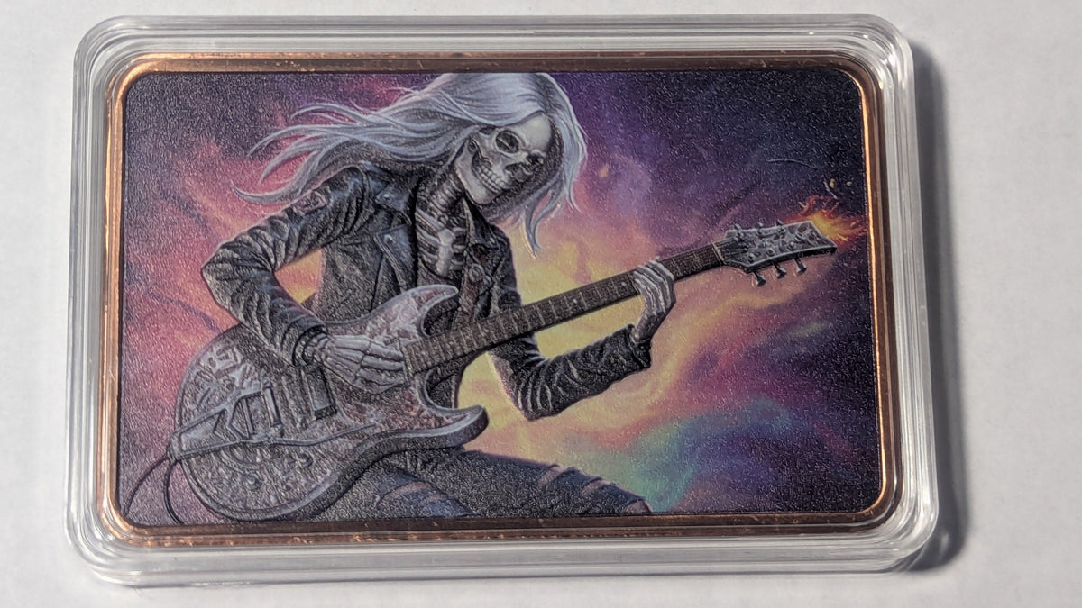 5 oz Copper Bar Eternal Riff Skeleton Guitar