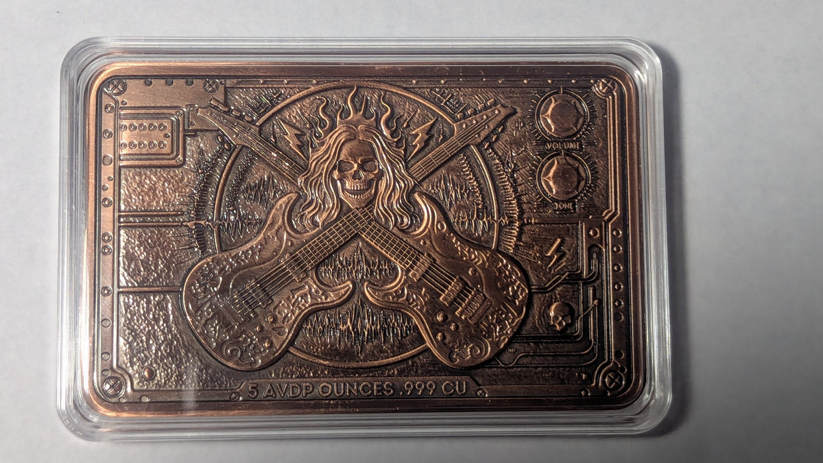 5 oz Copper Bar Eternal Riff Skeleton Guitar