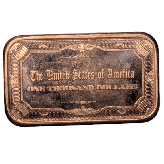Grover Cleveland $1,000 Note 1 oz Copper Bar